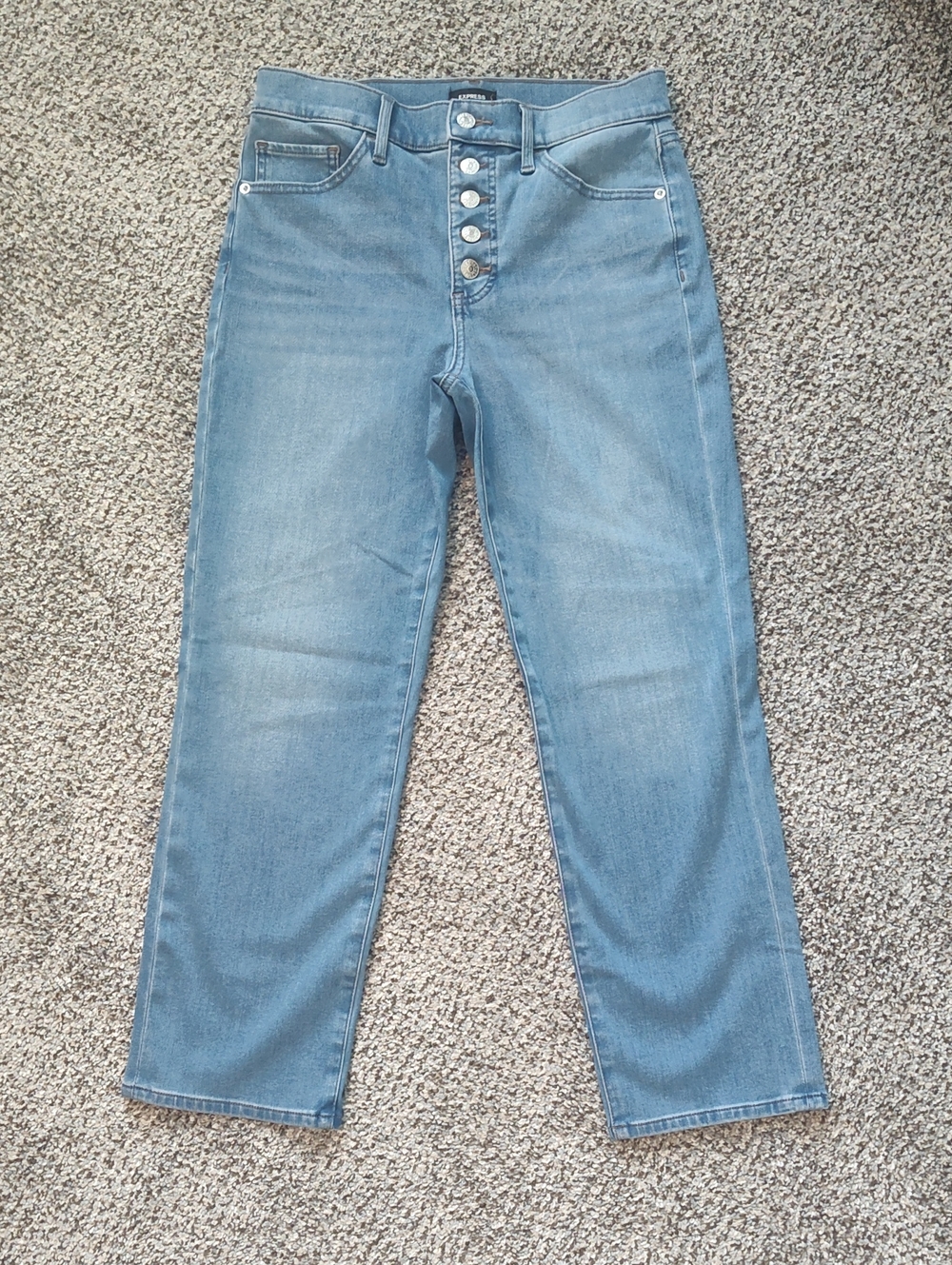 Express Women’s Straight Leg Jeans — Light Blue Denim